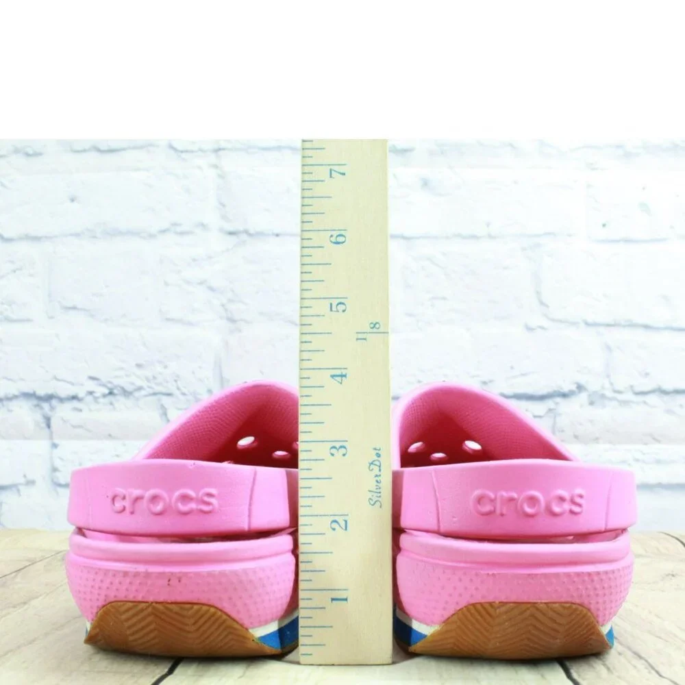 Crocs Retro Classic Unisex Pink Rubber Gum Sole Slip On Comfort Flat Clogs Sz 8 - Picture 5 of 9